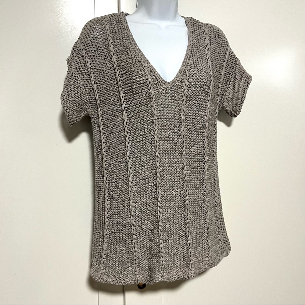 Vintage Vivienne Tam Open Cable Knit Crochet Top Grey Beige Size Medium - Picture 2 of 8